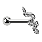 Micro barbell silver with ball and snake
