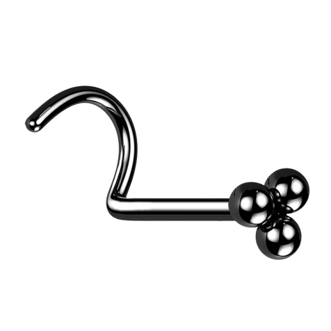 Clou nasal courbé noir trois boules