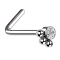 Nose stud angled silver crystal with three balls