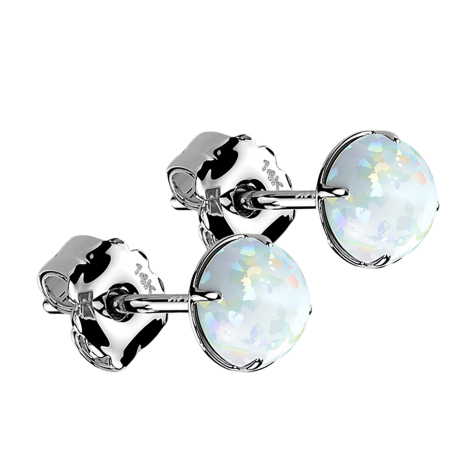 Ohrstecker 14k weissgold mit Opal weiss