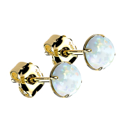Stud earrings 14k gold with white opal