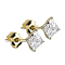 Stud earrings 14k gold with square crystal silver