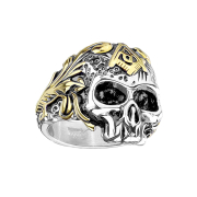 Bague argent tête de mort avec symbole...