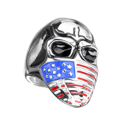 Ring silber Schädel mit US Gesichtsmaske