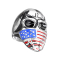 Anello teschio in argento con maschera USA