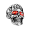 Anneau argent crâne avec des yeux de cristal rouge