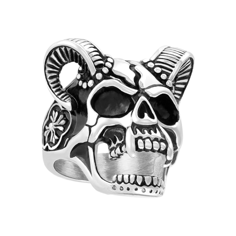 Ring silver demon skull