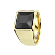 Gold-plated ring with faceted onyx stone