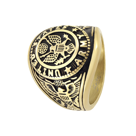 Gold-plated ring US Army eagle with flag