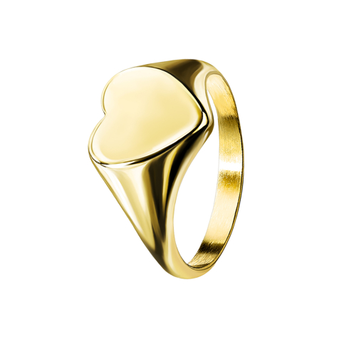 Bague plaquée or coeur plat
