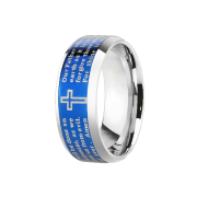Ring silber Vaterunser blau