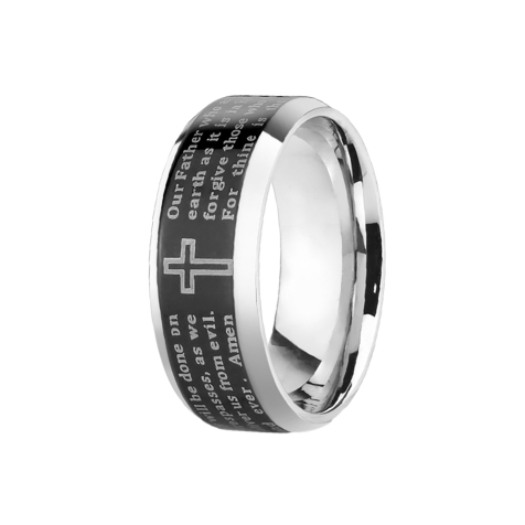 Anello argento Padre nostro nero