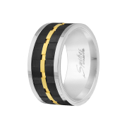 Anello argento scanalato oro e nero