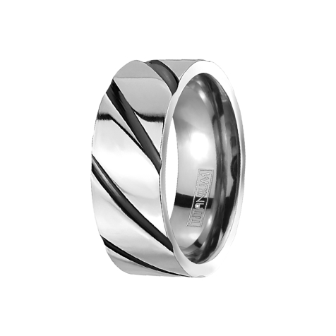Ring silver striped black