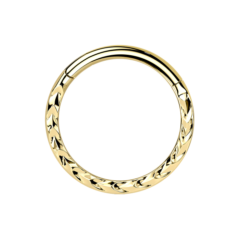 Anello a micro segmenti incernierato placcato oro con motivo angolare