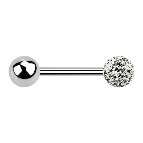 Barbell silver with ball and crystal ball silver epoxy protective layer