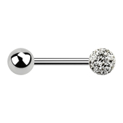 Barbell silver with ball and crystal ball silver epoxy...