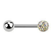 Barbell silver with ball and crystal ball multicolor...