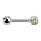 Barbell silver with ball and crystal ball multicolor epoxy protective layer