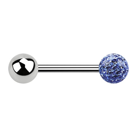 Barbell silver with ball and crystal ball light blue epoxy protective layer