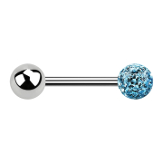 Barbell silver with ball and crystal ball aqua epoxy...