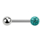 Barbell argent avec boule et cristal boule turquoise époxy de protection