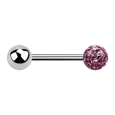 Barbell silver con palla e sfera di cristallo strato protettivo epossidico viola chiaro