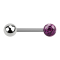 Barbell silber mit Kugel und Kristall Kugel violett Epoxy Schutzschicht