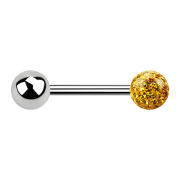 Barbell silver with ball and crystal ball topaz epoxy...
