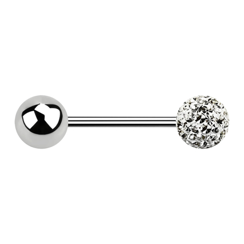 Micro barbell silver with ball and crystal ball silver epoxy protective coating