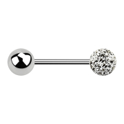 Micro barbell silver with ball and crystal ball silver...