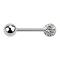 Micro barbell silver with ball and crystal ball silver epoxy protective coating