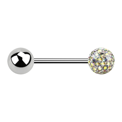 Micro barbell silver with ball and crystal ball multicolor epoxy protective layer