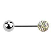 Micro Barbell argent avec boule et boule de cristal...
