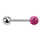 Micro barbell silver with ball and crystal ball pink epoxy protective layer