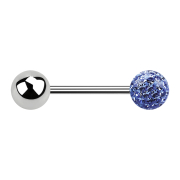 Micro barbell silver with ball and crystal ball light...