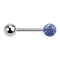 Micro barbell silver with ball and crystal ball light blue epoxy protective layer