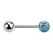 Micro barbell silver with ball and crystal ball aqua...