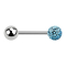 Micro barbell silver with ball and crystal ball aqua epoxy protective layer