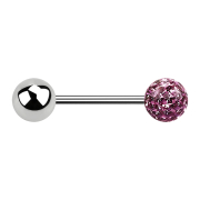 Micro barbell silver with ball and crystal ball light...