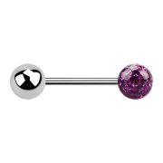 Micro barbell silver with ball and crystal ball violet...