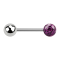Micro barbell silver with ball and crystal ball violet epoxy protective layer