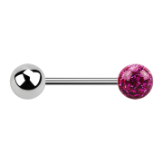 Micro barbell silver with ball and crystal ball fuchsia...