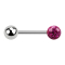 Micro barbell silver with ball and crystal ball fuchsia epoxy protective layer