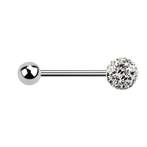 Micro barbell silver with ball and crystal ball silver epoxy protective coating