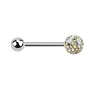 Micro barbell silver with ball and crystal ball...