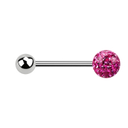 Micro barbell silver with ball and crystal ball pink...