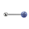 Micro barbell silver with ball and crystal ball light blue epoxy protective layer