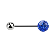 Micro barbell silver with ball and crystal ball dark blue...