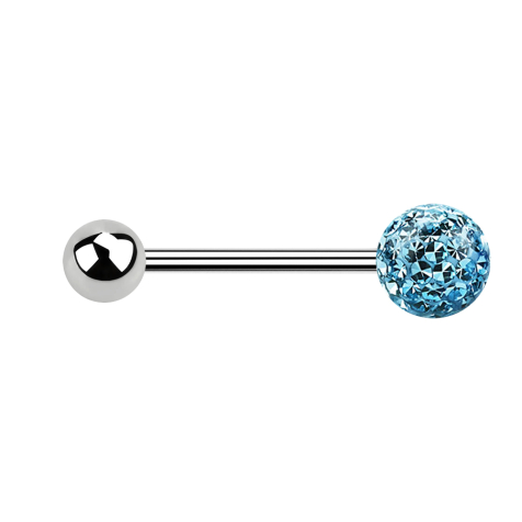 Micro barbell silver with ball and crystal ball aqua epoxy protective layer
